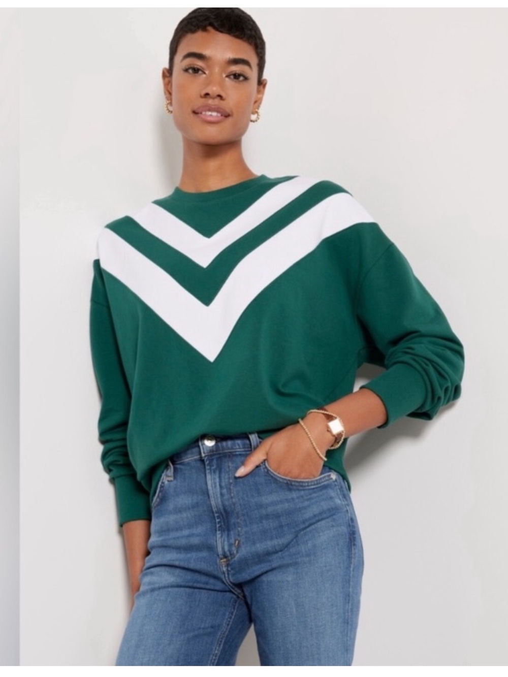 Evereve Juno Chevron Varsity Sweatshirt